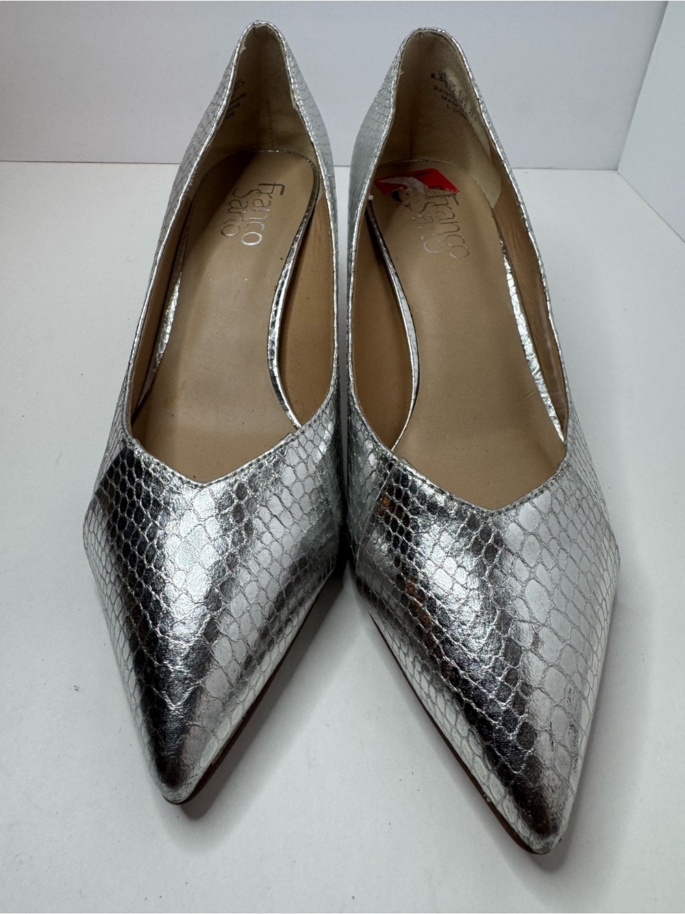 Franco Sarto Crackle Silver Pumps Women's Size 8.5M
